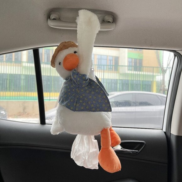 Unique Plush Cartoon Tissue Holder Duck Butt Car Tissue Box Storage - Picture 1 of 7